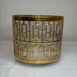 RARE VINTAGE IMPERIAL GLASS CO. Soji Ice Bucket with 22 Carat Gold Overlay